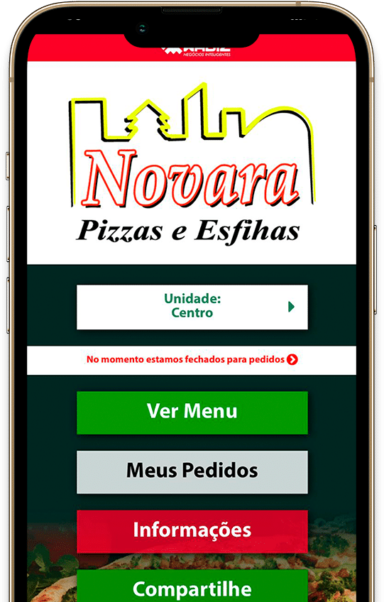 App para Pedidos - Pizzaria Novara - Pizzaria e esfiharia no Bairro Assunção e Centro de São Bernardo do Campo (SBC)